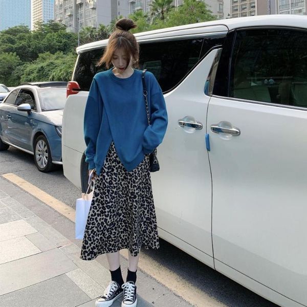 women's hoodies & sweatshirts fashion sweater 2021 autumn and winter cross loose plus velvet pullover + leopard skirt suit, Black
women's hoodies & sweatshirts fashion sweater 2021 autumn and winter cross loose plus velvet pullover + leopard skirt suit, Black