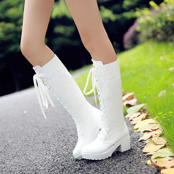 boots women autumn winter cos shoes white black high tube front lace up martin boots middle heel fashion women's boots 211015, Black;red
boots women autumn winter cos shoes white black high tube front lace up martin boots middle heel fashion women's boots 211015, Black;red