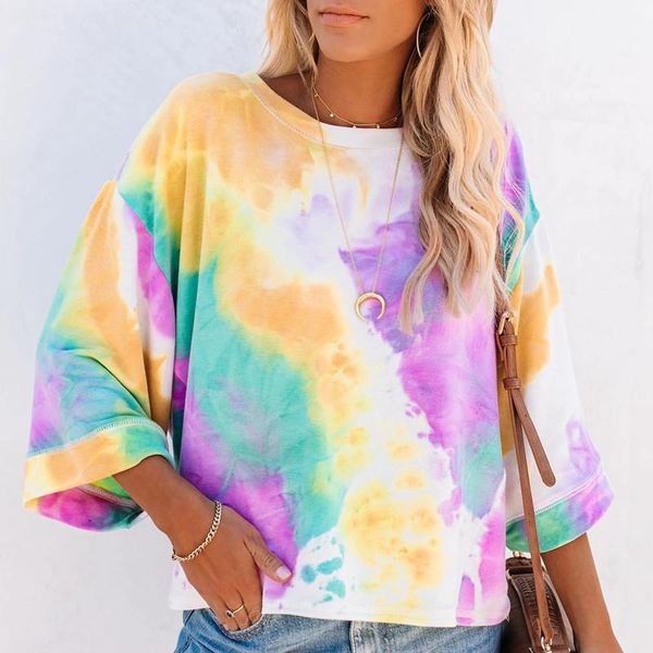 women's t-shirt spring tie dye shirts women harajuku style o neck long sleeve tshirt gradient contrast streetwear mujer, White
women's t-shirt spring tie dye shirts women harajuku style o neck long sleeve tshirt gradient contrast streetwear mujer, White