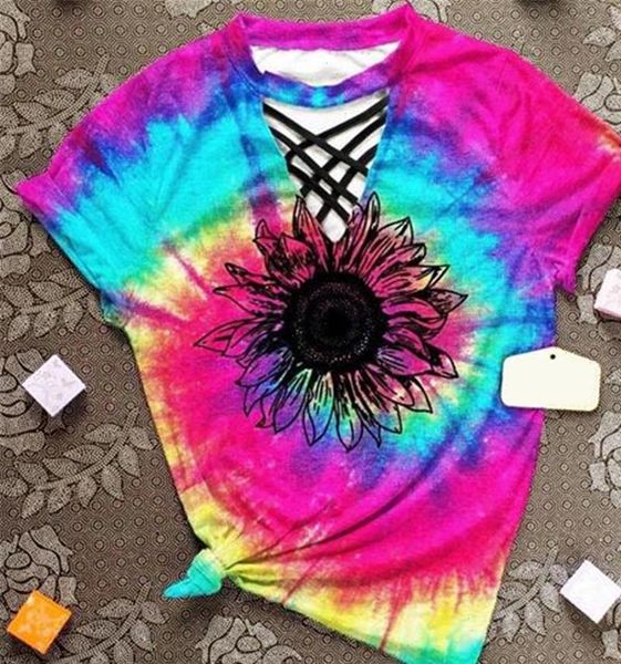 womens hollow out t shirt women sunflowers print tee shirts summer v neck short sleeve tie dye casual, White
womens hollow out t shirt women sunflowers print tee shirts summer v neck short sleeve tie dye casual, White