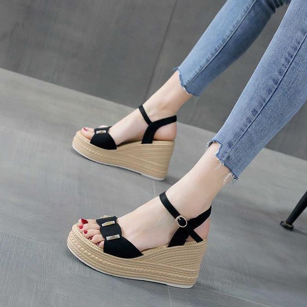 sandals 2021 summer rhinestone sweet fairy thick bottom with slope heel 10cm, Black
sandals 2021 summer rhinestone sweet fairy thick bottom with slope heel 10cm, Black