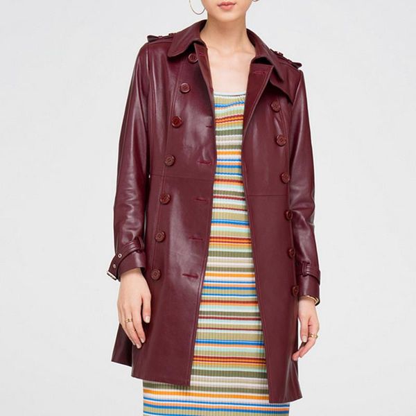 women's leather & faux classic wine red jacket genuine suede long with epaulet chaquetas de cuero mujer, Black
women's leather & faux classic wine red jacket genuine suede long with epaulet chaquetas de cuero mujer, Black