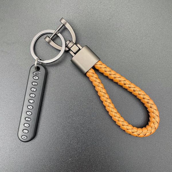 anti-lost woven leather car keychains phone number card key ring rotating horseshoe buckle for women men gifts, Silver
anti-lost woven leather car keychains phone number card key ring rotating horseshoe buckle for women men gifts, Silver