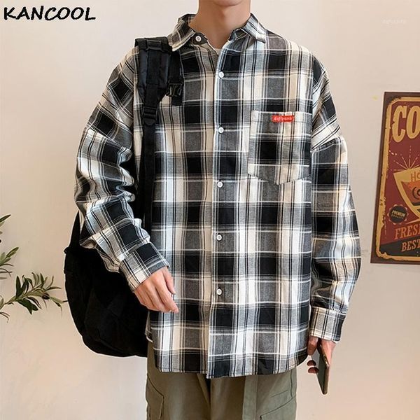 men's casual shirts kancool 2021 fashion men plaid shirt blouse long sleeve mens print loose cotton blusas streetwear, White;black
men's casual shirts kancool 2021 fashion men plaid shirt blouse long sleeve mens print loose cotton blusas streetwear, White;black