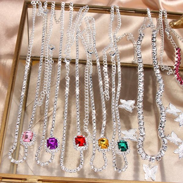 caraquet multicolor square crystal pendant necklace for women rhinestone tennis chain necklace lady dance party jewelry gift, Red;blue
caraquet multicolor square crystal pendant necklace for women rhinestone tennis chain necklace lady dance party jewelry gift, Red;blue