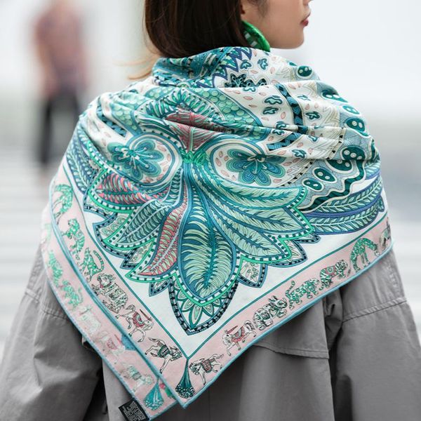 scarves classic garden print silk cashmere scarf wraps women large square blanket pashmina, Blue;gray
scarves classic garden print silk cashmere scarf wraps women large square blanket pashmina, Blue;gray