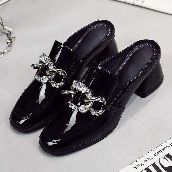 dress shoes 2021 summer baotou half slippers women wear muller thick heel rhinestone high sandals women's, Black
dress shoes 2021 summer baotou half slippers women wear muller thick heel rhinestone high sandals women's, Black