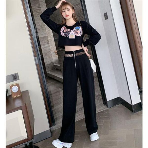women's two piece pants 2 set women spring autumn tracksuit long sleeve o-neck print and high waist hollow out wide leg casual suits, White
women's two piece pants 2 set women spring autumn tracksuit long sleeve o-neck print and high waist hollow out wide leg casual suits, White