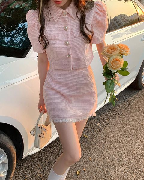 work dresses sweet temperament pink puff sleeve lapel coat women single-breasted short jacket summer fashion mini skirts matching sets chic, White;black
work dresses sweet temperament pink puff sleeve lapel coat women single-breasted short jacket summer fashion mini skirts matching sets chic, White;black