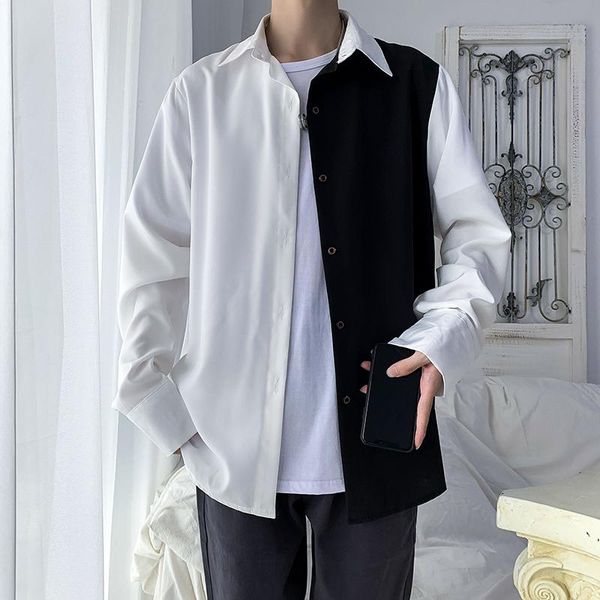 men's casual shirts summer black white fashion clothing sweatshirts long sleeve button top, White;black
men's casual shirts summer black white fashion clothing sweatshirts long sleeve button top, White;black