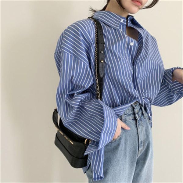 stripe shirts women fall casual loose blue blouses female turn-down collar sweetwear shirt oversized 2021 women's &, White
stripe shirts women fall casual loose blue blouses female turn-down collar sweetwear shirt oversized 2021 women's &, White