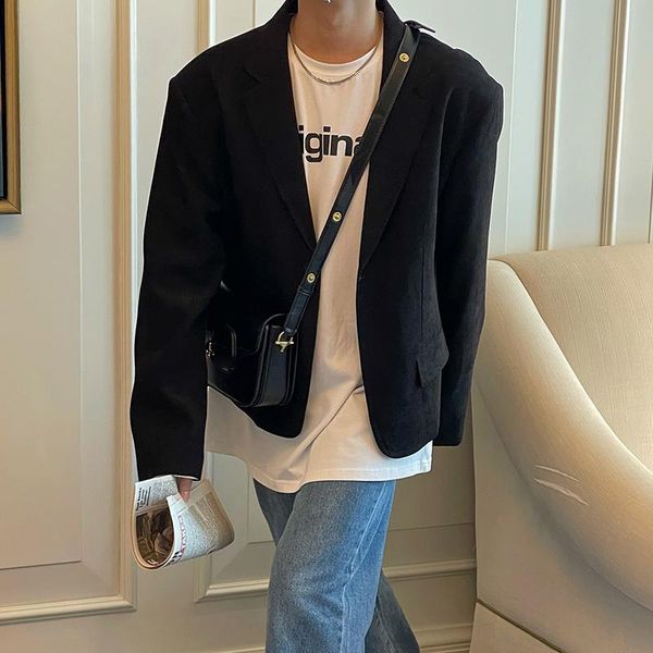 men's suits & blazers short style suit jackcet for men 2021 autumn fashion clothing chic design shoulder pad loose casual blazer male, White;black
men's suits & blazers short style suit jackcet for men 2021 autumn fashion clothing chic design shoulder pad loose casual blazer male, White;black