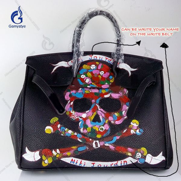 polychromatic color skull art hand painting draw graffiti h brand custom women totes cowhide handbags gifts genuine leather bags
polychromatic color skull art hand painting draw graffiti h brand custom women totes cowhide handbags gifts genuine leather bags