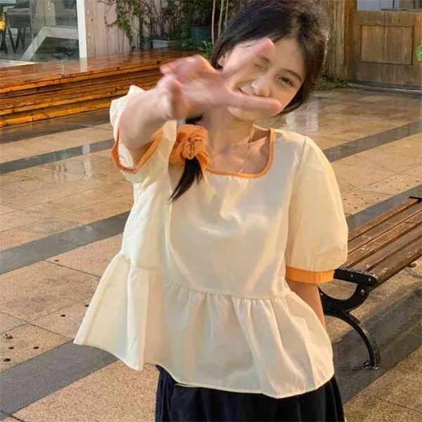 korea summer women's fashion sweet blouse contrast patchwork o-neck puff sleeve casual loose shirt female 210519, White
korea summer women's fashion sweet blouse contrast patchwork o-neck puff sleeve casual loose shirt female 210519, White