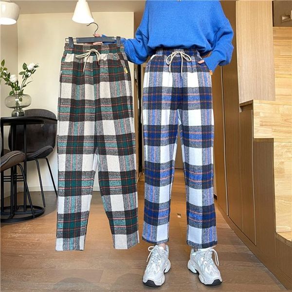 thickened woolen trousers loose and versatile plaid casual capris women's autumn winter high waist straight tube harem p pants &, Black;white
thickened woolen trousers loose and versatile plaid casual capris women's autumn winter high waist straight tube harem p pants &, Black;white