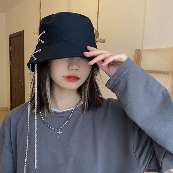 wide brim hats cool girl bucket hat women 2021 the chain hip-hop shade street korean style sun gothic solid, Blue;gray
wide brim hats cool girl bucket hat women 2021 the chain hip-hop shade street korean style sun gothic solid, Blue;gray