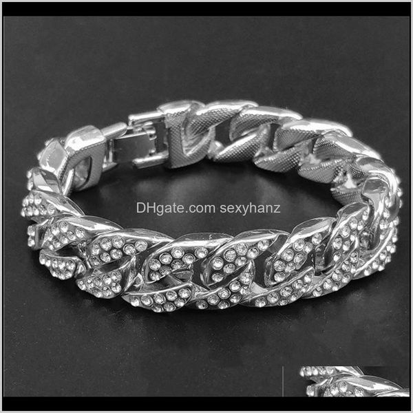 bangle drop delivery 2021 bracelets design 15mm full diamond cuban chain hiphop fashion jewelry product bracelet vxcyl, Black 
bangle drop delivery 2021 bracelets design 15mm full diamond cuban chain hiphop fashion jewelry product bracelet vxcyl, Black