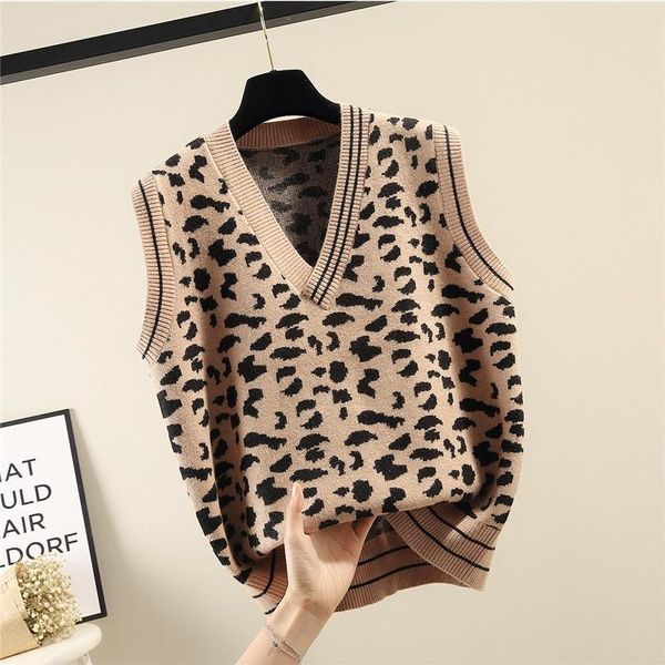 women's vests v-neck leopard pattern knitted sweater women loose sleeveless fashion short pullover female spring autumn mt6n, Black;white
women's vests v-neck leopard pattern knitted sweater women loose sleeveless fashion short pullover female spring autumn mt6n, Black;white
