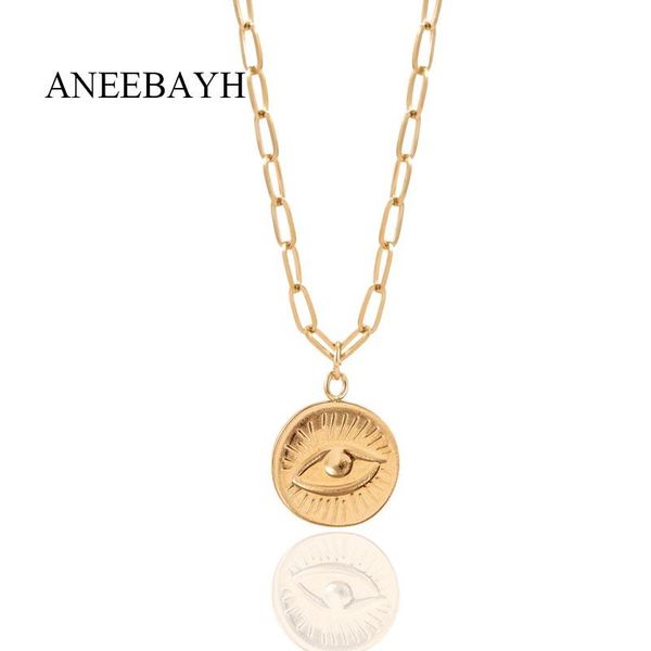 pendant necklaces vintage stainless steel gold round necklace for women thick chain woman eye charm collar jewelry 2021 trend, Silver
pendant necklaces vintage stainless steel gold round necklace for women thick chain woman eye charm collar jewelry 2021 trend, Silver