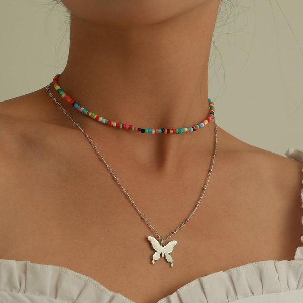 chains multilayer necklace woman butterfly necklaces for women european fashion colorful beads jewelry girls trendy party alloy collier, Silver
chains multilayer necklace woman butterfly necklaces for women european fashion colorful beads jewelry girls trendy party alloy collier, Silver