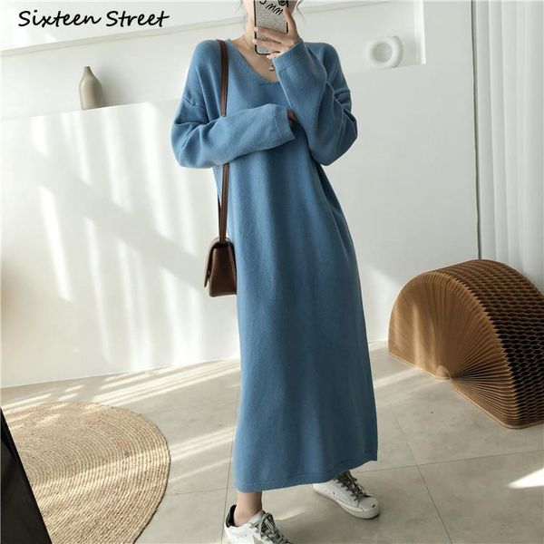 casual dresses blue v-neck long knitted dress woman autumn winter oversized elegant woolen bodycon ol loose knitwear full-sleeve, Black;gray
casual dresses blue v-neck long knitted dress woman autumn winter oversized elegant woolen bodycon ol loose knitwear full-sleeve, Black;gray