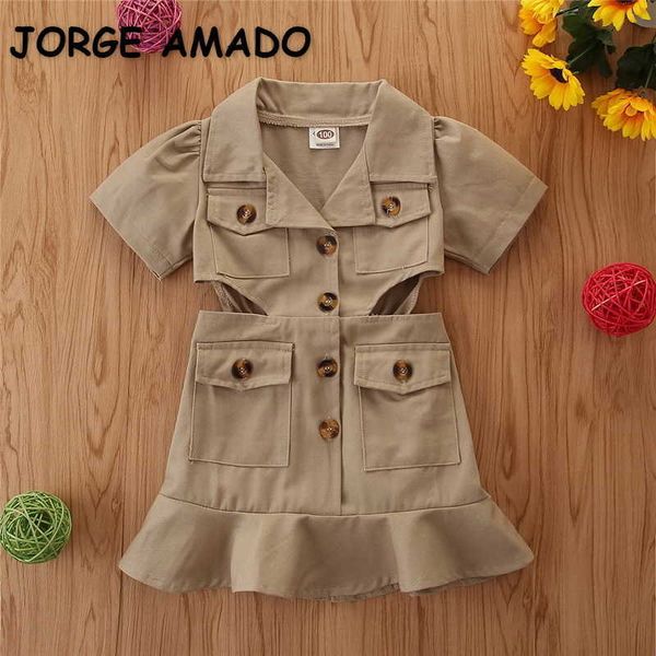 wholesale summer girl dress open waist solid color short sleeves casual style single breasted cool kids e3034 210610, Red;yellow
wholesale summer girl dress open waist solid color short sleeves casual style single breasted cool kids e3034 210610, Red;yellow