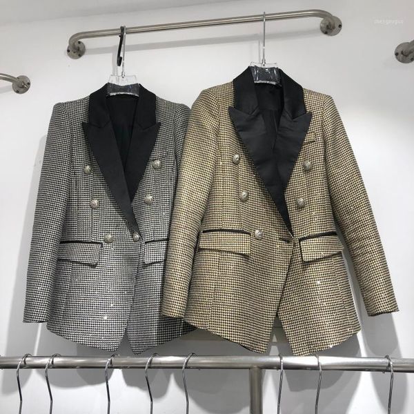 heavy work spring autumn sequined blazer women metal double breasted ol small suit women's wool & blends, Black
heavy work spring autumn sequined blazer women metal double breasted ol small suit women's wool & blends, Black