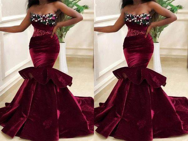 velvet burgundy mermaid prom evening dresses formal gowns african designer floral flowers beaded ridesmaid pageant dresess, Black
velvet burgundy mermaid prom evening dresses formal gowns african designer floral flowers beaded ridesmaid pageant dresess, Black