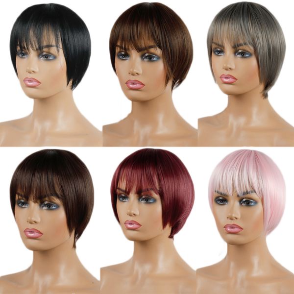 short red gray straight wig pixie hair cut style wigs for women synthetic hair high temperature fiberfactory direct, Black
short red gray straight wig pixie hair cut style wigs for women synthetic hair high temperature fiberfactory direct, Black