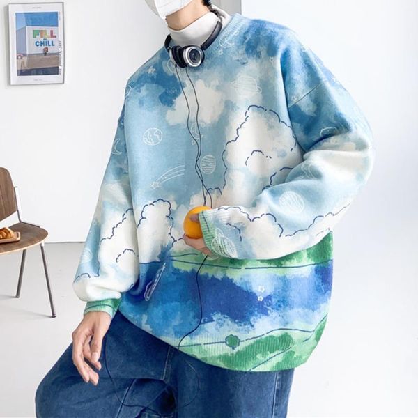 men's sweaters neploha 2021 autumn winter cloud cartoon printed sweater japanese style o neck male casual streetwear pullovers, White;black
men's sweaters neploha 2021 autumn winter cloud cartoon printed sweater japanese style o neck male casual streetwear pullovers, White;black
