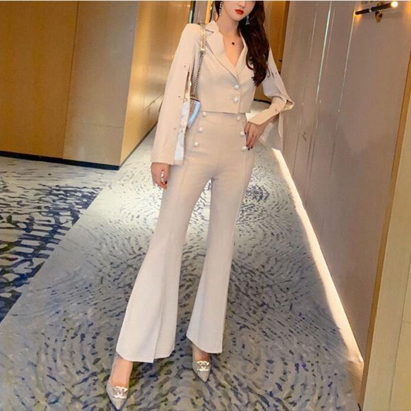 women's two piece pants trend women long pant temperament short slim suit comfortable office vintage elegant spring autumn, White
women's two piece pants trend women long pant temperament short slim suit comfortable office vintage elegant spring autumn, White