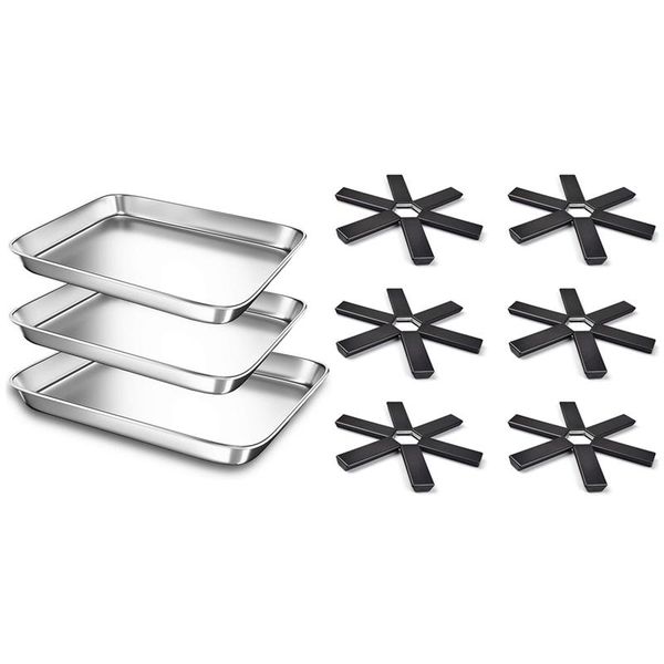 promotion 3 pcs baking sheet pans for toaster oven metal bakeware pan & 6 creative kitchen folding mats pads
promotion 3 pcs baking sheet pans for toaster oven metal bakeware pan & 6 creative kitchen folding mats pads