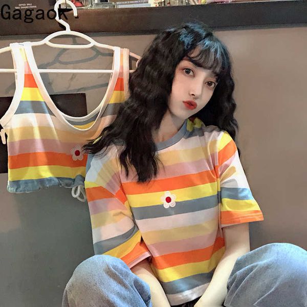women sweet t-shirt summer striped o-neck embroidery short loose wild harajuku female fashion korean pullovers 210531, White
women sweet t-shirt summer striped o-neck embroidery short loose wild harajuku female fashion korean pullovers 210531, White