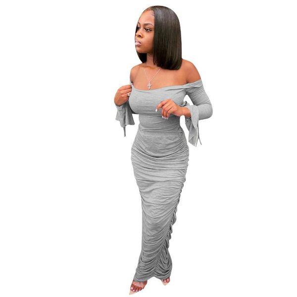 elegant dresses for woman vestido manga larga casual slash neck flare sleeve stacked maxi ladies party longo, Black;gray
elegant dresses for woman vestido manga larga casual slash neck flare sleeve stacked maxi ladies party longo, Black;gray