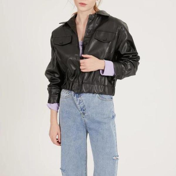 women's leather & faux rr black turn down collar jackets women fashion pu coats elegant single breasted short female ladies
women's leather & faux rr black turn down collar jackets women fashion pu coats elegant single breasted short female ladies