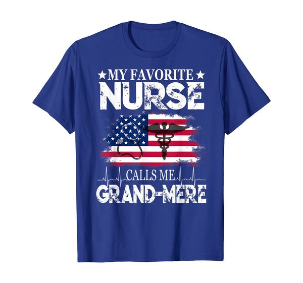my favorite nurse calls me grand-mere 4th of july tshirt, White;black