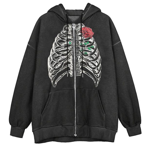 women's hoodies & sweatshirts skeleton zip up women graphic hooded oversized pullovers with pockets halloween y2k jacket goth sudaderas, Black
women's hoodies & sweatshirts skeleton zip up women graphic hooded oversized pullovers with pockets halloween y2k jacket goth sudaderas, Black