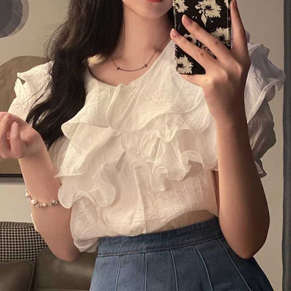 summer puff sleeve womans french vintage casual white blouses short chiffon shirt korean elegant women shirts 210604
summer puff sleeve womans french vintage casual white blouses short chiffon shirt korean elegant women shirts 210604