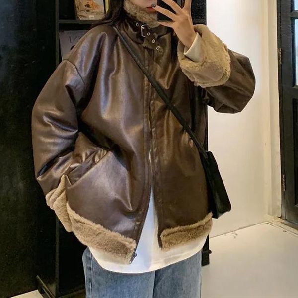 women's fur & faux pu leather jackets women fashion stand collar short coats ladies elegant side big pockets female outwears, Black
women's fur & faux pu leather jackets women fashion stand collar short coats ladies elegant side big pockets female outwears, Black