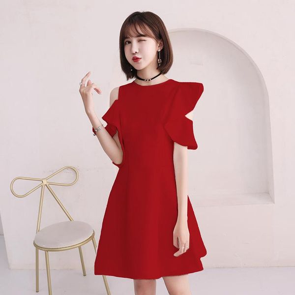 ethnic clothing lady solid asmmetrical cheongsam one shoulder a-line formal party dress flounced edge hole qipao butterfly sleeve vesti, Red
ethnic clothing lady solid asmmetrical cheongsam one shoulder a-line formal party dress flounced edge hole qipao butterfly sleeve vesti, Red