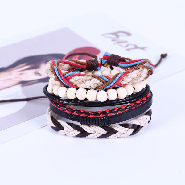 charm bracelets 4pcs/set hippie punk black red leather blue brown cord x knots beige wood beads wrap wide bracelet bangle for man, Golden;silver
charm bracelets 4pcs/set hippie punk black red leather blue brown cord x knots beige wood beads wrap wide bracelet bangle for man, Golden;silver