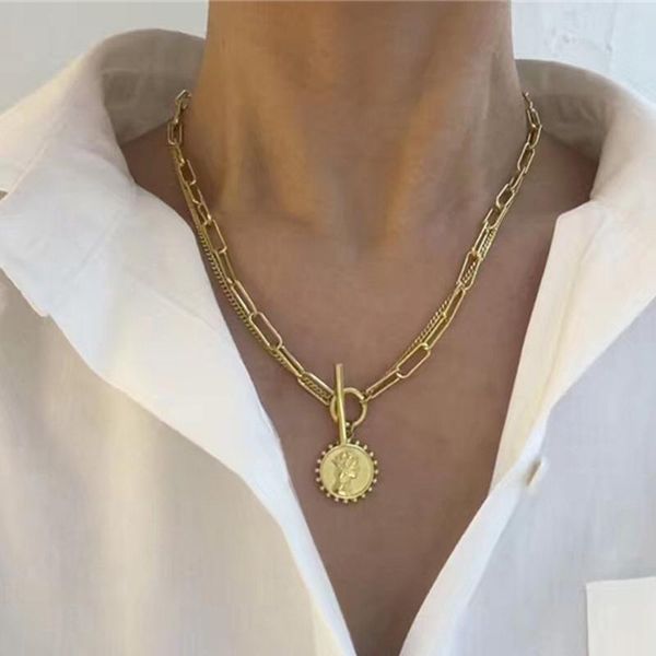 chains punki two-layer queen elizabeth portrait switch button coin pendant round retro metal necklace ladies fashion jewelry, Silver
chains punki two-layer queen elizabeth portrait switch button coin pendant round retro metal necklace ladies fashion jewelry, Silver