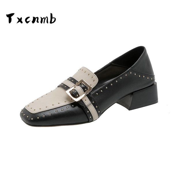 dress shoes women genuine leather round toe square heel slip on white fashion elegant casual for spring, Black
dress shoes women genuine leather round toe square heel slip on white fashion elegant casual for spring, Black