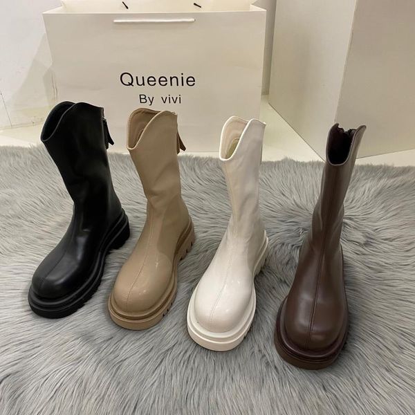 boots mid-tube thick-soled women's shoes autumn 2021 european and american style all-match soft leather, Black
boots mid-tube thick-soled women's shoes autumn 2021 european and american style all-match soft leather, Black