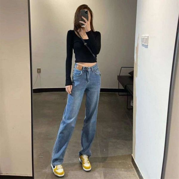 wide leg high waist hanging feeling spring and summer net red tube loose, Blue
wide leg high waist hanging feeling spring and summer net red tube loose, Blue