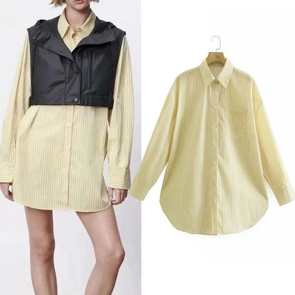 women's blouses & shirts 2021 fashion yellow striped oversized women spring casual long button up shirt woman loose pocket sleeve tunic, White
women's blouses & shirts 2021 fashion yellow striped oversized women spring casual long button up shirt woman loose pocket sleeve tunic, White