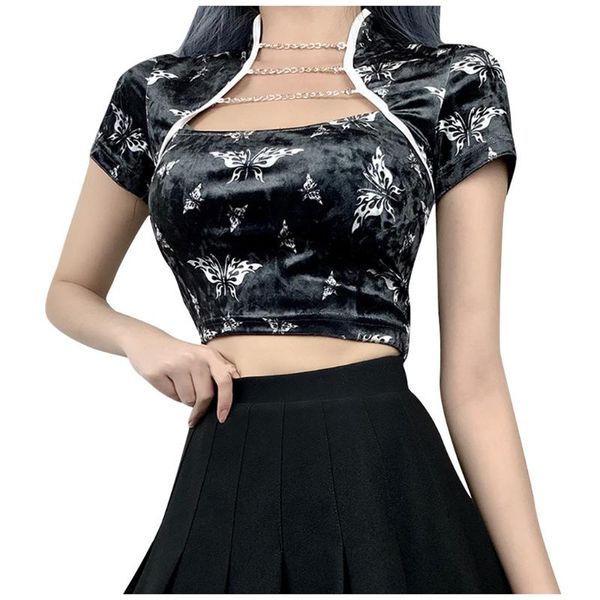 women's blouses & shirts women fashion stand collar butterfly printed cheongsam style short sleeve crop slim gothic retro party club b, White
women's blouses & shirts women fashion stand collar butterfly printed cheongsam style short sleeve crop slim gothic retro party club b, White