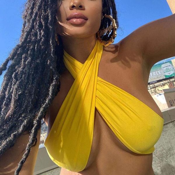 women's tanks & camis women strappy cross over front cut out halter neck sleeveless backless wrap crop bandage vest summer wom, White
women's tanks & camis women strappy cross over front cut out halter neck sleeveless backless wrap crop bandage vest summer wom, White