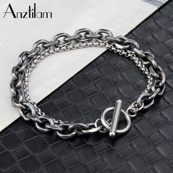 link, chain anztilam retro titanium stainless steel bracelet men double hip hop for women fashion goth jewelry gift, Black
link, chain anztilam retro titanium stainless steel bracelet men double hip hop for women fashion goth jewelry gift, Black