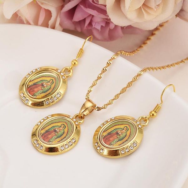 earrings & necklace gold color virgin mary drop pendant elegant jewerly set for women dubai arab african jewelry, Silver
earrings & necklace gold color virgin mary drop pendant elegant jewerly set for women dubai arab african jewelry, Silver
